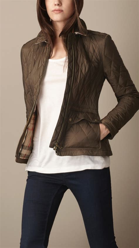 quilted jacket womens burberry|Burberry diamond quilted fitted jacket.